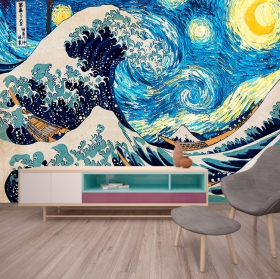 Papier peint ou papier peint vague kanagawa van gogh
