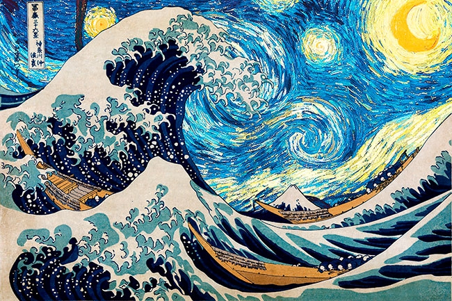 🥇 Papier peint ou papier peint vague kanagawa van gogh 🥇