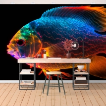 Illustration de poisson rouge juvénile de couleur néon
