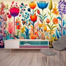 Murale-ou-papier-peint-fleurs-sauvages-foret