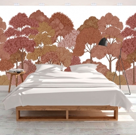 Photo murale ou papier peint illustration arbres for&ecirc;t vintage paysage jeunesse