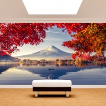 Papier peint paysage mont fuji et lac japon