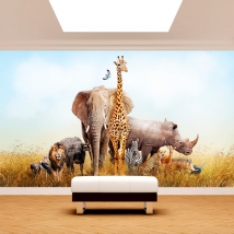 Papier peint ou papier peint animaux de la savane