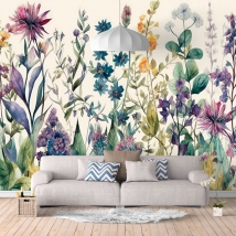 Papier peint ou papier peint fleurs sauvages couleurs de la forêt