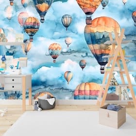 Papier peint ou papier peint ballons de ciel aquarelle