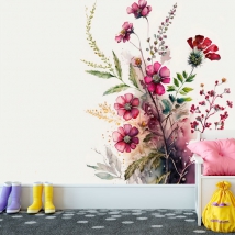 Peinture murale ou papier peint dessin à l'aquarelle de décoration de fleurs