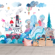 Papier peint ou papier peint illustration pour enfants de la mer
