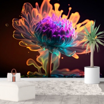 Papier peint ou papier peint dessin effet 3d fleur colorée