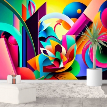 Peinture murale ou papier peint dessin art abstrait moderne pour les jeunes