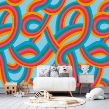 Murale ou papier peint arc-en-ciel entrelacés