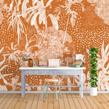 Papier peint ou fond mural dessinant des plantes tropicales vintage