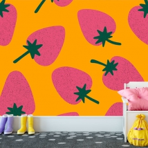 Photo murale ou papier peint illustration fraises jeunesse style pop