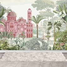 Papier peint ou dessin photomural palais classique dans la forêt tropicale
