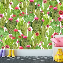 Papier peint dessin cactus motif aquarelle enfantin jeune moderne