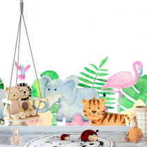 Papier peint dessin d'animaux amis gratuits pour enfants