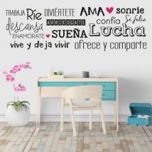 Stickers muraux phrases pour vivre heureux