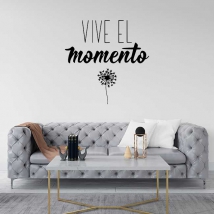 Vinyles décoratifs avec la phrase inspirante "vivez l'instant"