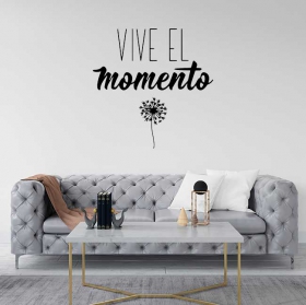 Vinyles d&eacute;coratifs avec la phrase inspirante "vivez l'instant"