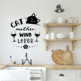  vinyles adhésifs et d'autocollants "chats amoureux du vin"