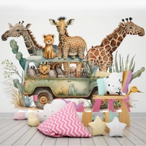 Papier peint pour enfants animaux en safari