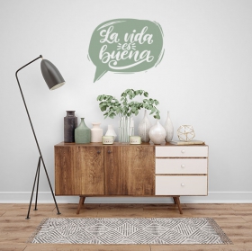 Autocollants d&eacute;coratifs en vinyle phrases de motivation la vie est belle