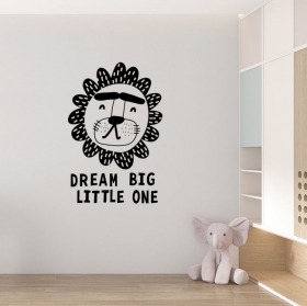 Vinyle adh&eacute;sif visage de lion avec phrase r&ecirc;ve grand petit