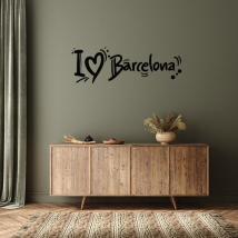 Phrase en vinyle adhésif i love barcelone