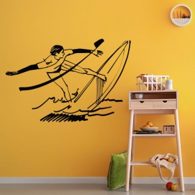 Vinyle adh&eacute;sif silhouette de surfeur