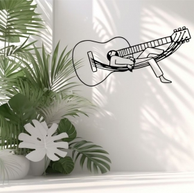 Autocollants en vinyle homme dormant sur une guitare